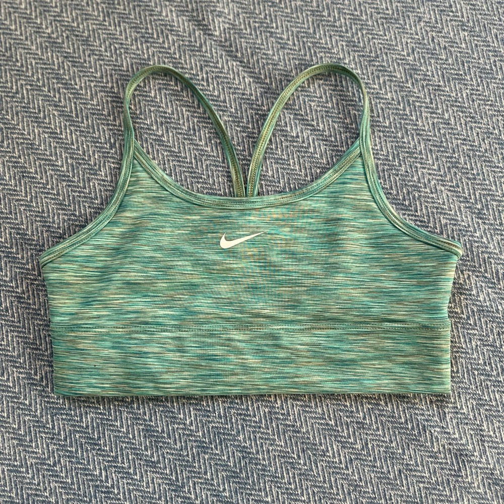 Nike Teal-Green Kids Sports Bra with White Swoosh